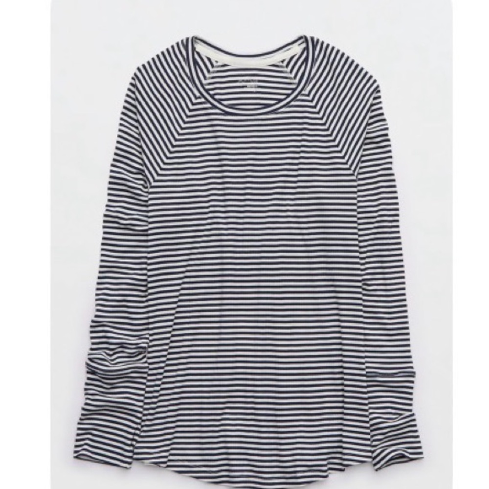 Offline by aerie Thumbs Up Ribbed Raglan Long Sleeve T-Shirt (Size Small)